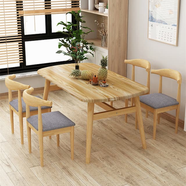 Nordic Dining Table and Chair Combination Simple Small Apartment 4 People 6 People Dining Household Rectangular Table Restaurant Fast Dining Table